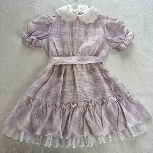 Cuddle Teen Vintage Girls Dress Size 6 Purple Stripes White Collar Union Made